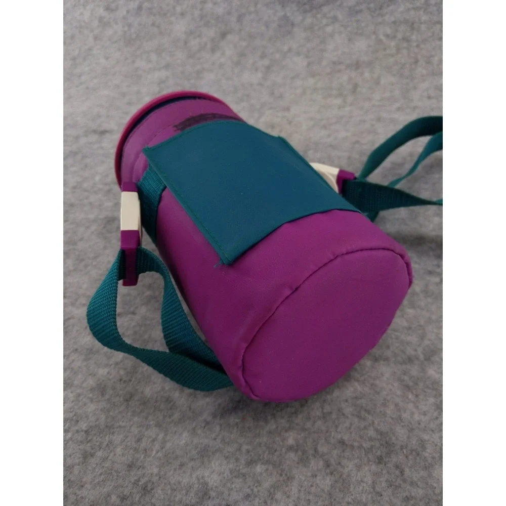 vtg 90s Tupperware Thirst Quake Teal/Purple‎ Drink Tumbler W/Lid & Carry Bag